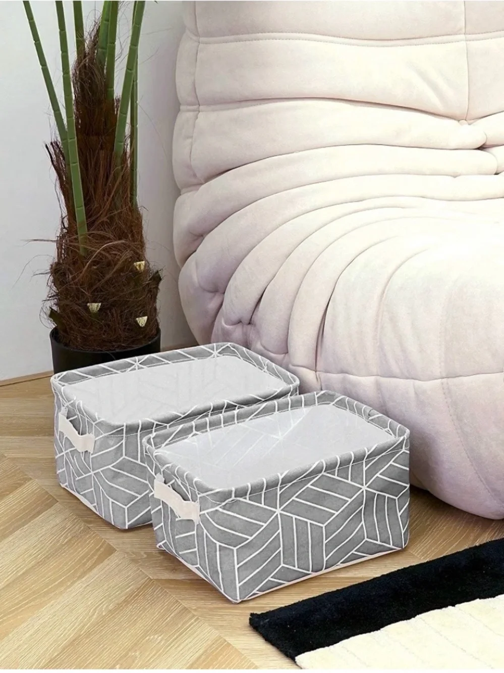 CROWNED 6-Pack Foldable Fabric Storage Bins – Gray/White